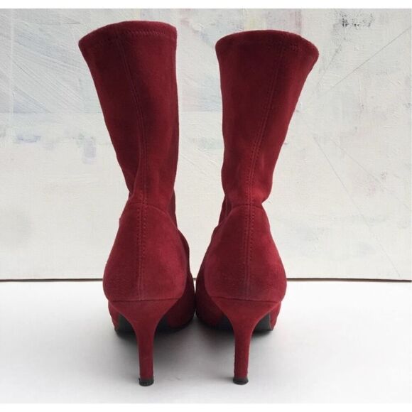 Stuart Weitzman Cling red sock booties size 7 1/2 - Picture 5 of 7